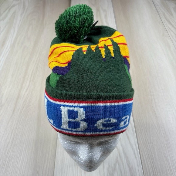 LL Bean Knit Pom Beanie Hat Adult Katahdin Mountain Scene US Ski Team NWT OSFA - Picture 2 of 12